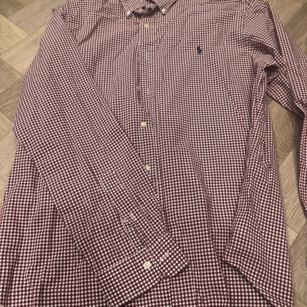 H&M Burgundy Checkered Button Down Shirt